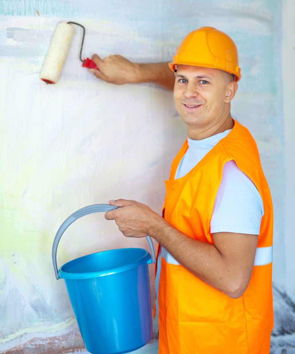 house painters with paint roller is ready for operation